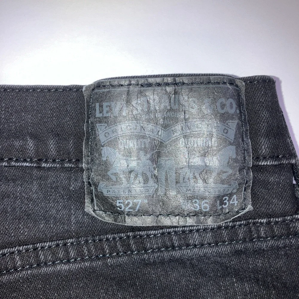 Levi's 527 Jeans Mens 36x34 Black Slim Bootcut Stretch Denim
